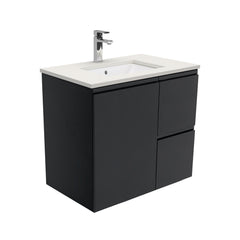 HEBREW Roman Sand 750 + Matte White/Black Fingerpull Wall-Hung