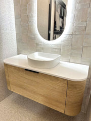 BONDI 1200MM NATURAL OAK WALL HUNG CURVE VANITY