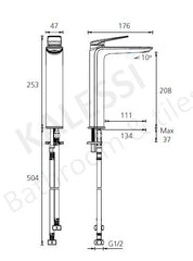 QUADRO PREMIUM Tower Basin Mixer In Chrome, Matte Black, Brushed Nickel And Brushed Gun Metal