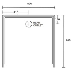 Aussie Polymarble Shower Base 820x760 Rear Outlet White