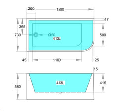 ANGOLO CORNER BATH 1500 Left
