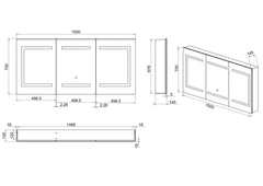 VERA 1500 LED Mirrored Cabinet