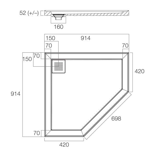 Stonelite ECO 914x914 neo Corner Rear Outlet