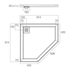 Stonelite ECO 914x914 neo Corner Rear Outlet