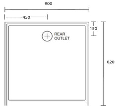 Aussie Polymarble Shower Base 900x820 Rear Outlet White