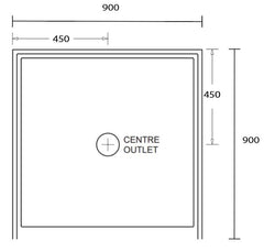 Aussie Polymarble Shower Base 900x900 Centre Outlet White