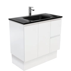 CUBA Black 900 + Matte White Fingerpull Wall-Hung/Kickboard