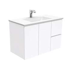 GREEK Fingerpull Gloss White 900 Wall-Hung/Kickboard/On Legs Vanity