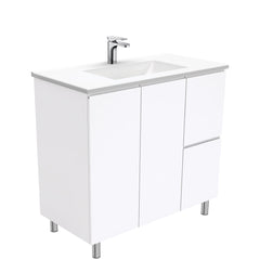 GREEK Fingerpull Gloss White 900 Wall-Hung/Kickboard/On Legs Vanity