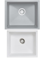 Zill 533 x 457 x 205mm Carysil Concrete Grey Single Bowl Granite Kitchen/Laundry Sink Top/Flush/Under Mount