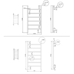 SAM Round Towel Ladder in Chrome and Matte Black Available In 460 (W) 920 (H) 90mm (D)