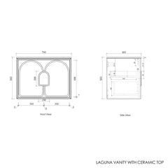 LAGUNA 750MM NATURAL AMERICAN OAK WALL HUNG VANITY