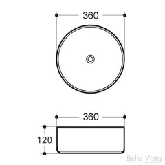 Pippa 360 x 120mm Round  no tap hole basin