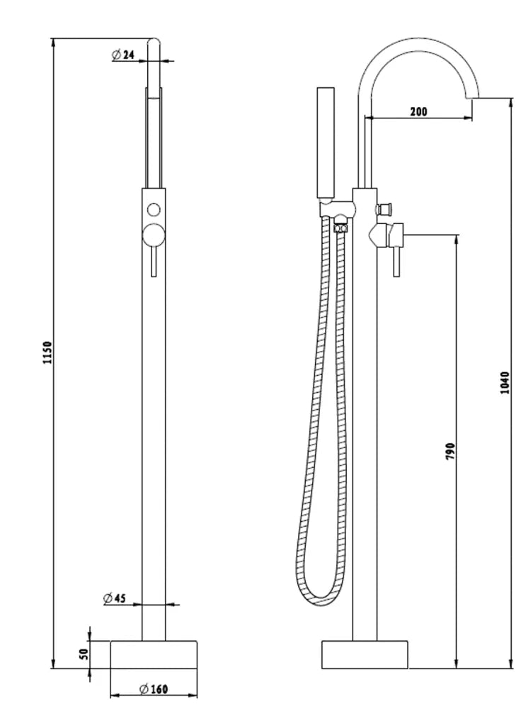 Mica Freestanding Bath Mixer with Hand Shower