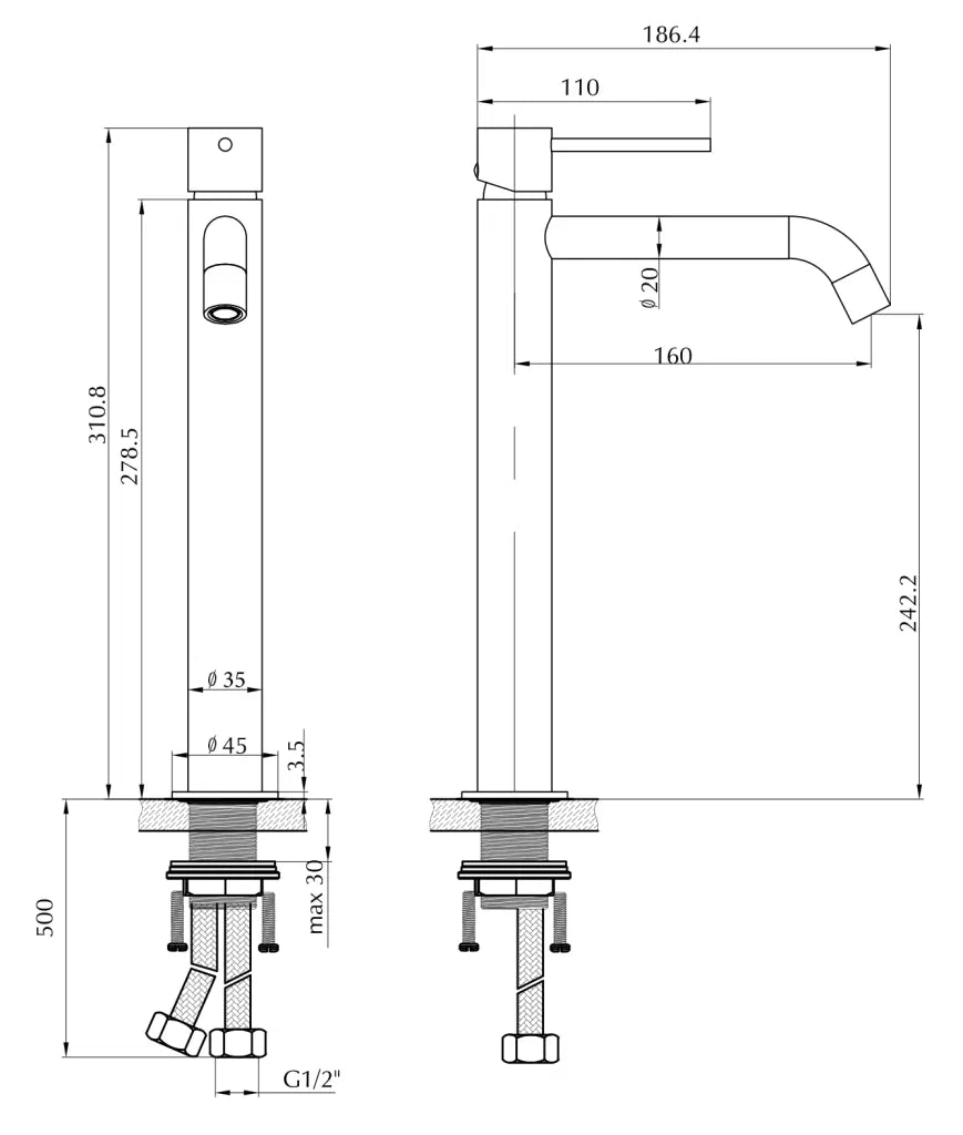 LVB Mica Tall Basin Mixer – Curved Spout