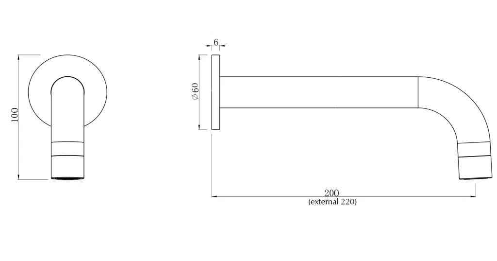 LVB Mica Bath/Basin Spout – 220mm – Curved Spout