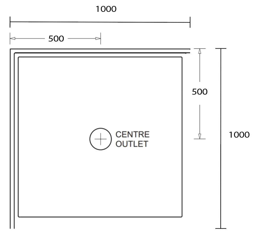 Aussie Polymarble Shower Base 1000x1000 Centre Outlet White