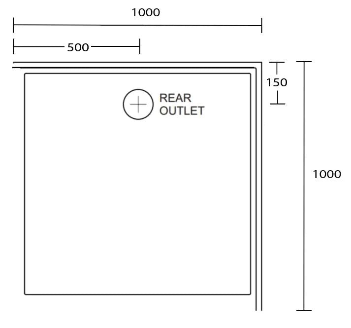 Aussie Polymarble Shower Base 1000x1000 Rear Outlet LHR White