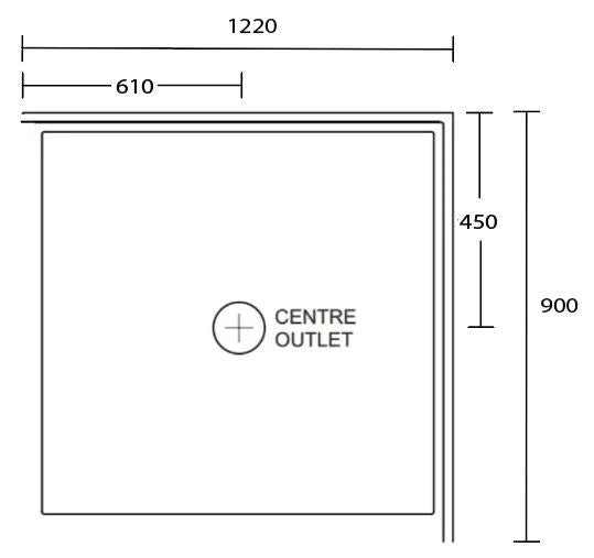 Aussie Polymarble Shower Base 1220X900 Centre Outlet LHR White
