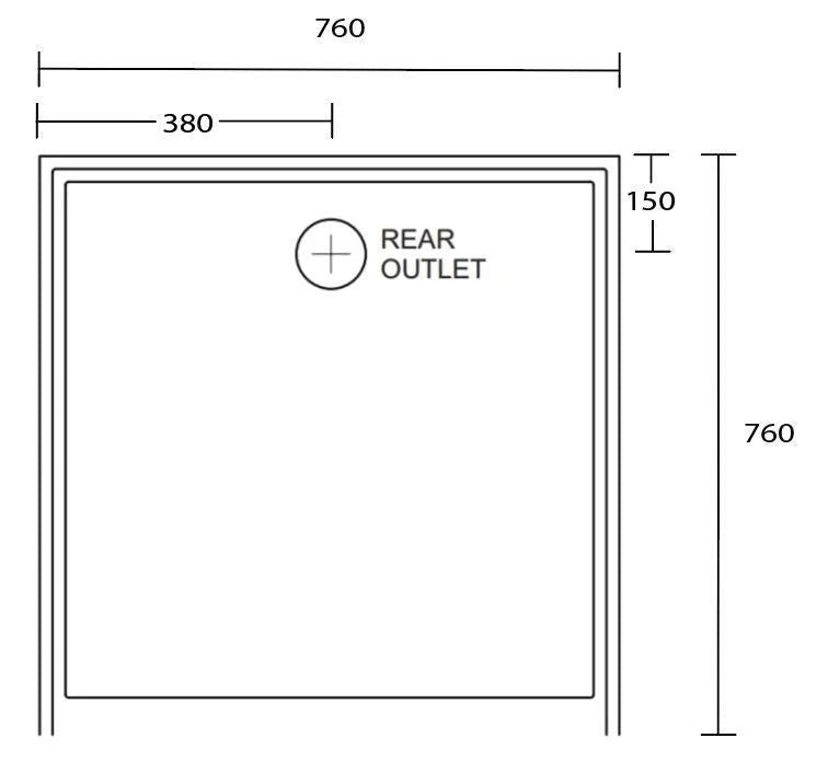 Aussie Polymarble Shower Base 760x760 Rear Outlet White