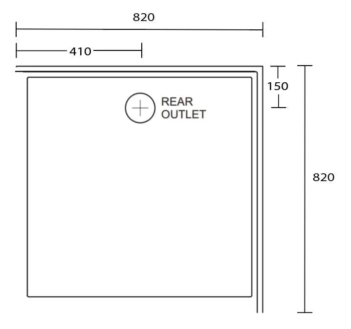 Aussie Polymarble Shower Base 820x820 Rear Outlet LHR White