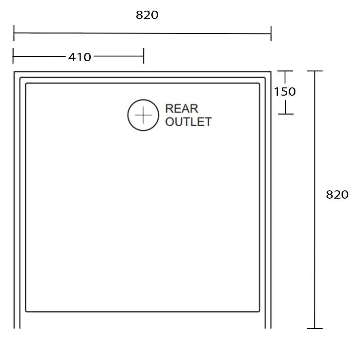 Aussie Polymarble Shower Base 820x820 Rear Outlet White