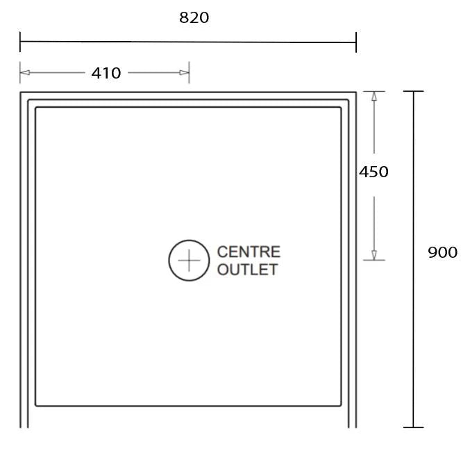 Aussie Polymarble Shower Base 820x900 Centre Outlet White