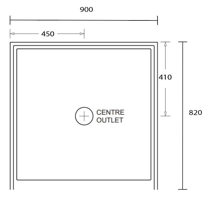 Aussie Polymarble Shower Base 900x820 Centre Outlet White