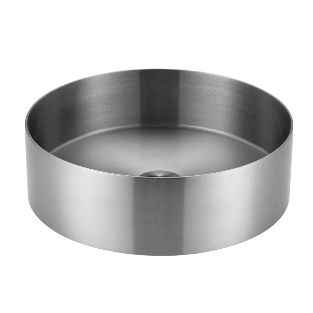 SS Round Basin in Brushed Silver,Gunmetal Grey, Brushed Gold Kalessi Bathroom & Tiles