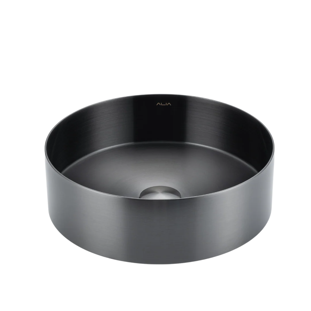 SS Round Basin in Brushed Silver,Gunmetal Grey, Brushed Gold