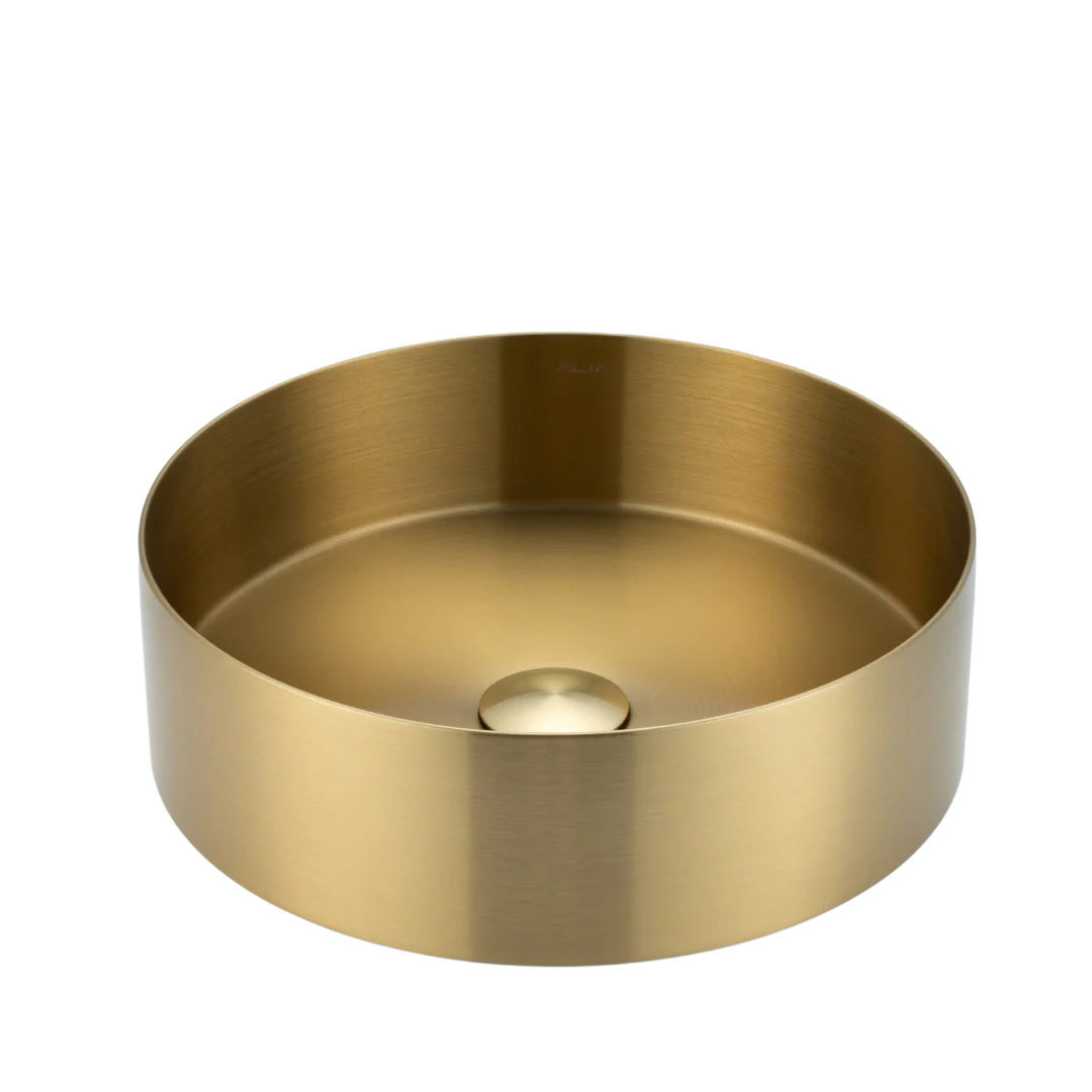 SS Round Basin in Brushed Silver,Gunmetal Grey, Brushed Gold