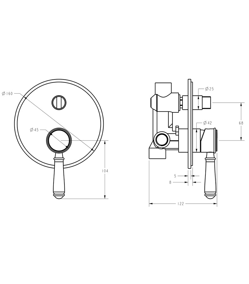 Clasico Shower Mixer with Diverter - Trim Kit - Standard Handle