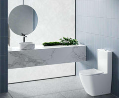 SQUIRCLE Rimless Tornado Back To Wall Toilet Suite In Gloss White With S/P Trap & Back/Left or Right Bottom Inlet Cistern