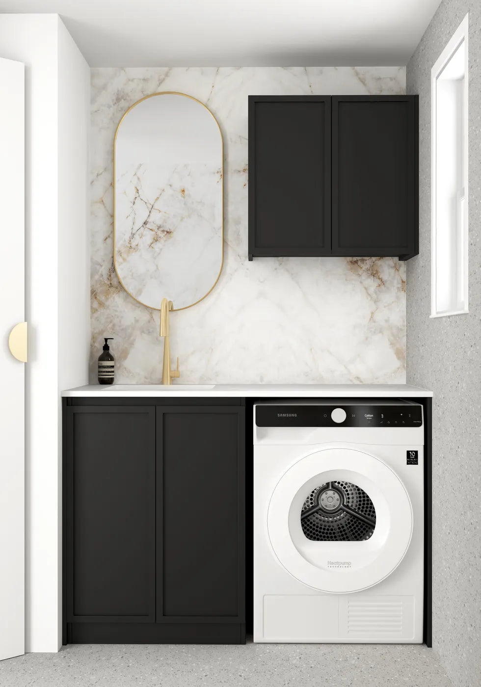 HAMPSHIRE BLACK LAUNDRY KIT 1305X600X2100