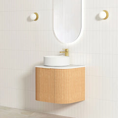 BONDI 600MM WOODLAND OAK FLUTED CURVE VANITY