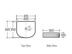 ARCHIE 415X365X100 GLOSS WHITE FLUTED BASIN