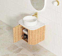 BONDI 600MM WOODLAND OAK FLUTED CURVE VANITY