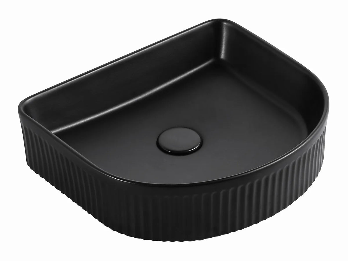 ARCHIE 415X365X100 MATTE BLACK FLUTED BASIN