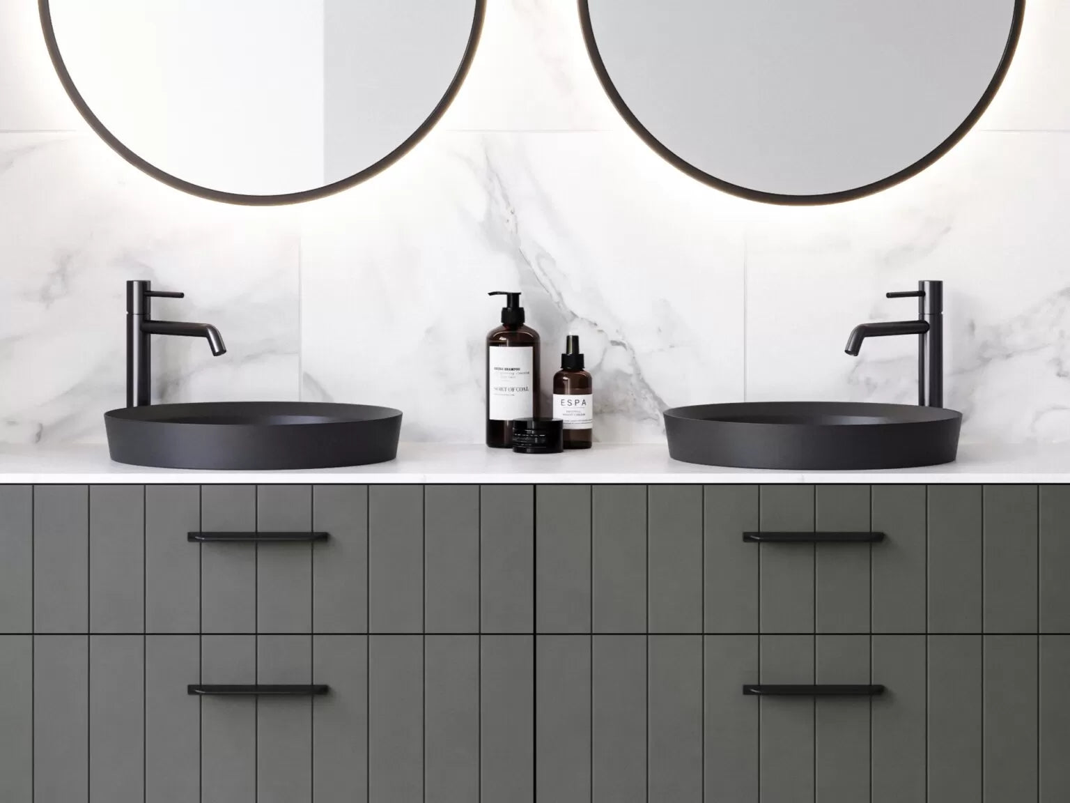 RADIUS Ceramic basin In White Gloss, White Matt, Black Matt