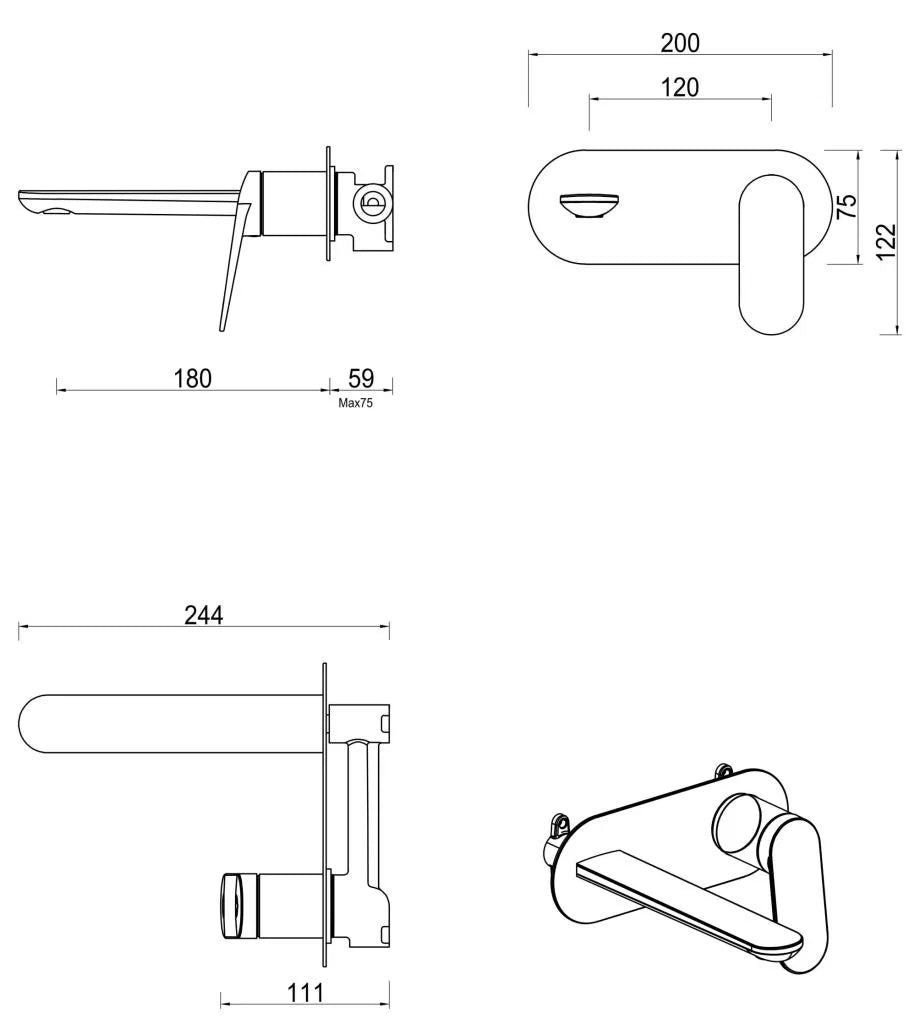 Lantra Wall-Spout Combo – 1P – TRIM KIT ONLY