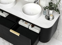 BONDI 1500MM BLACK OAK WALL HUNG CURVE VANITY