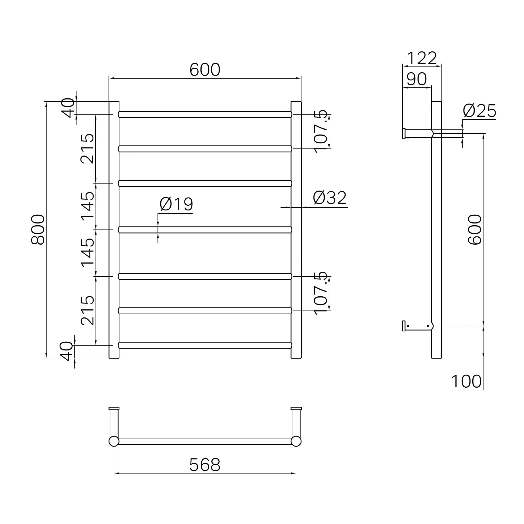 Mecca 240V 7 Bar Heated Towel Ladder