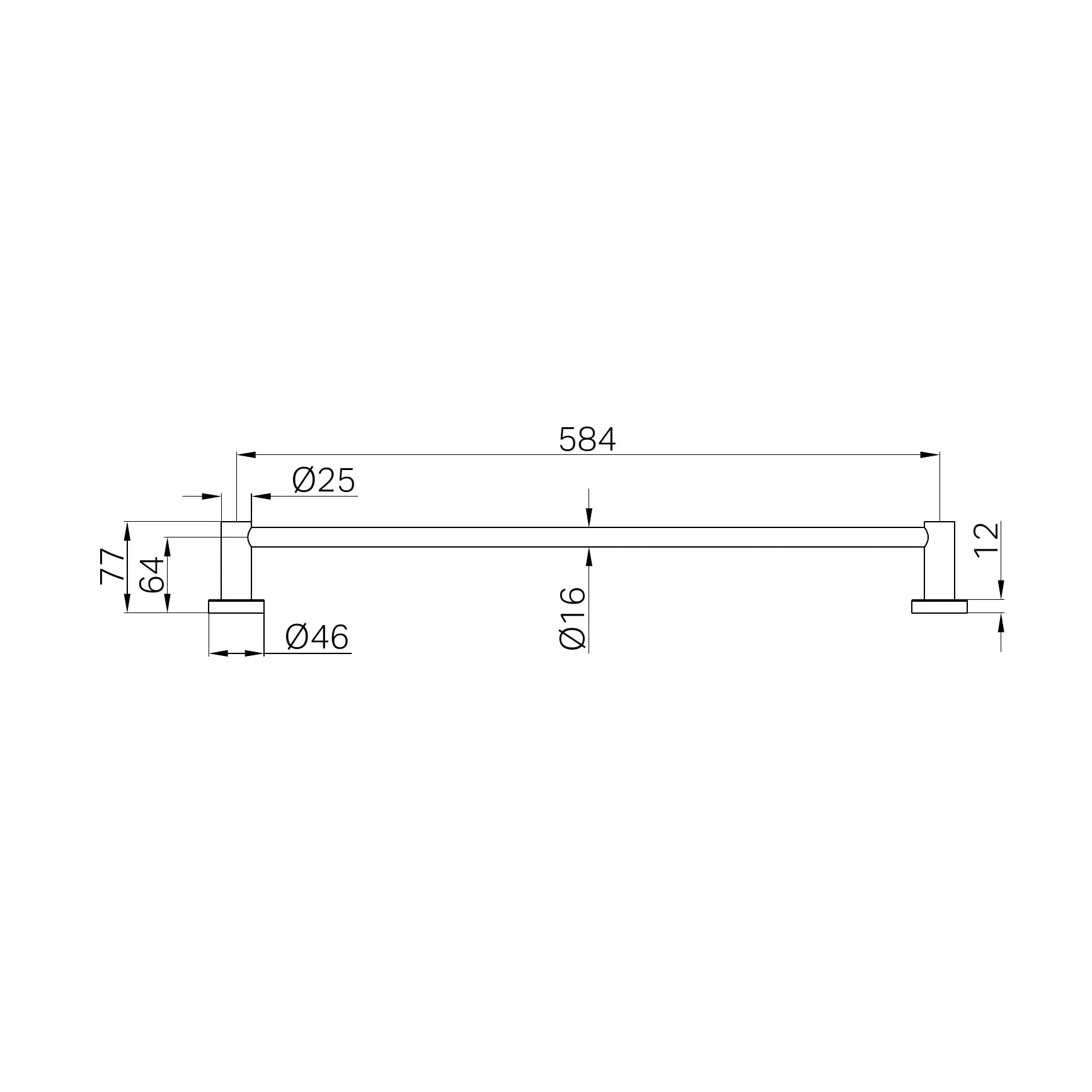 Mecca Single Towel Rail 600mm