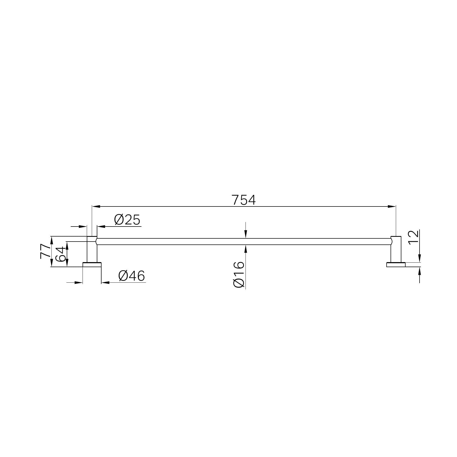 Mecca Single Towel Rail 800mm