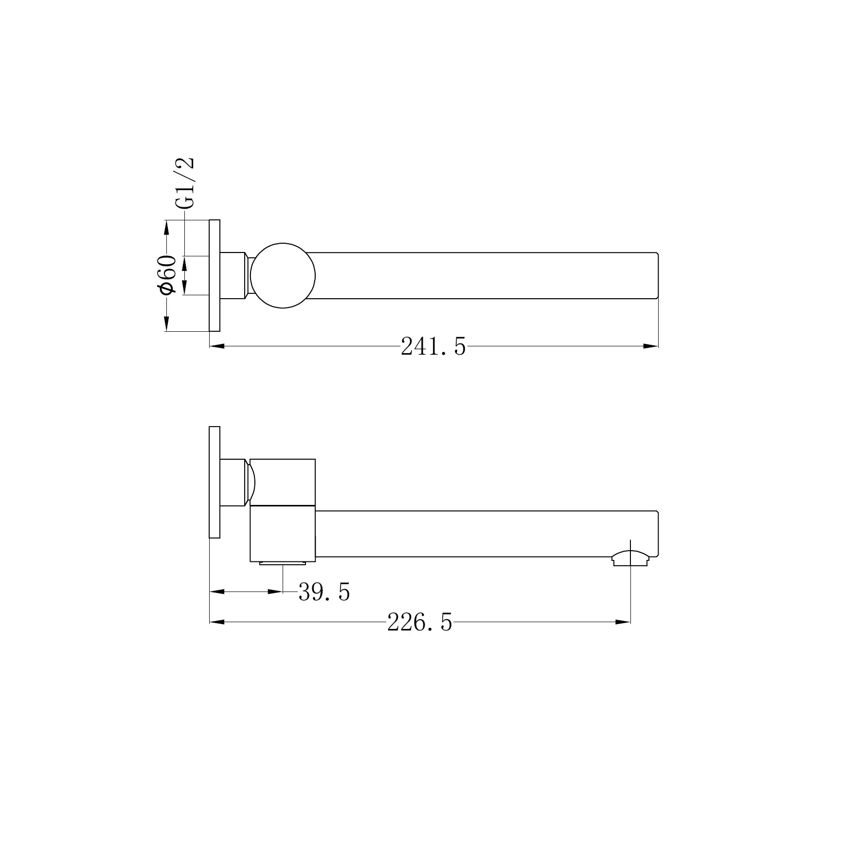 Dolce Wall Mounted Swivel Bath Spout Only