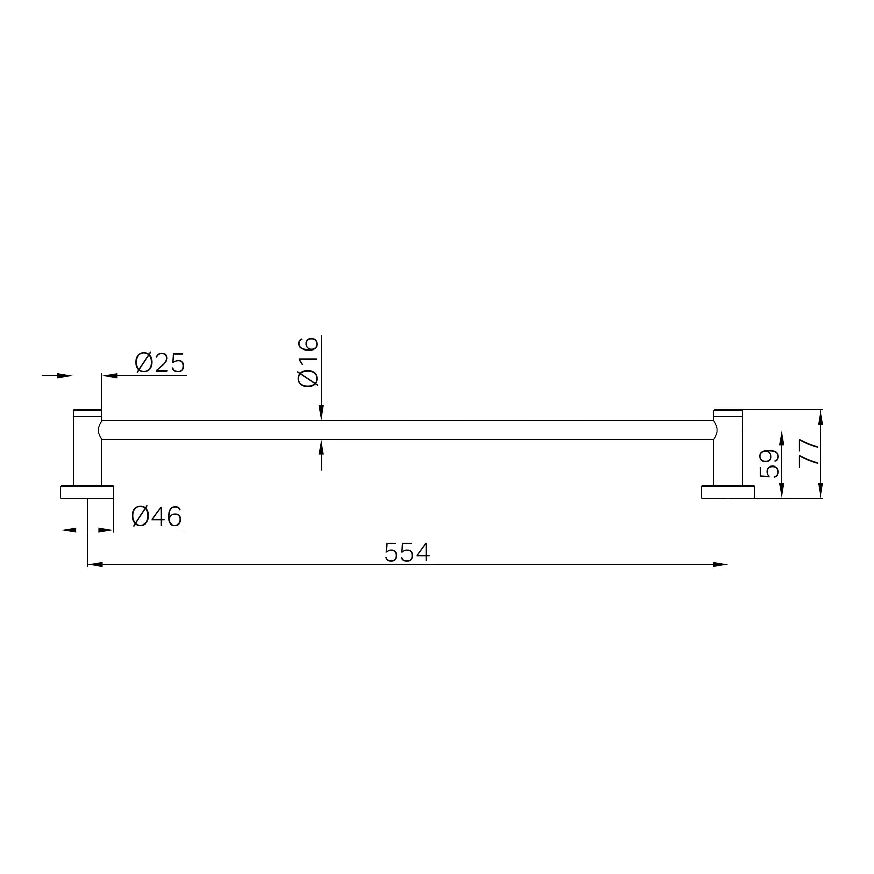 Dolce II Single Towel Rail 600mm