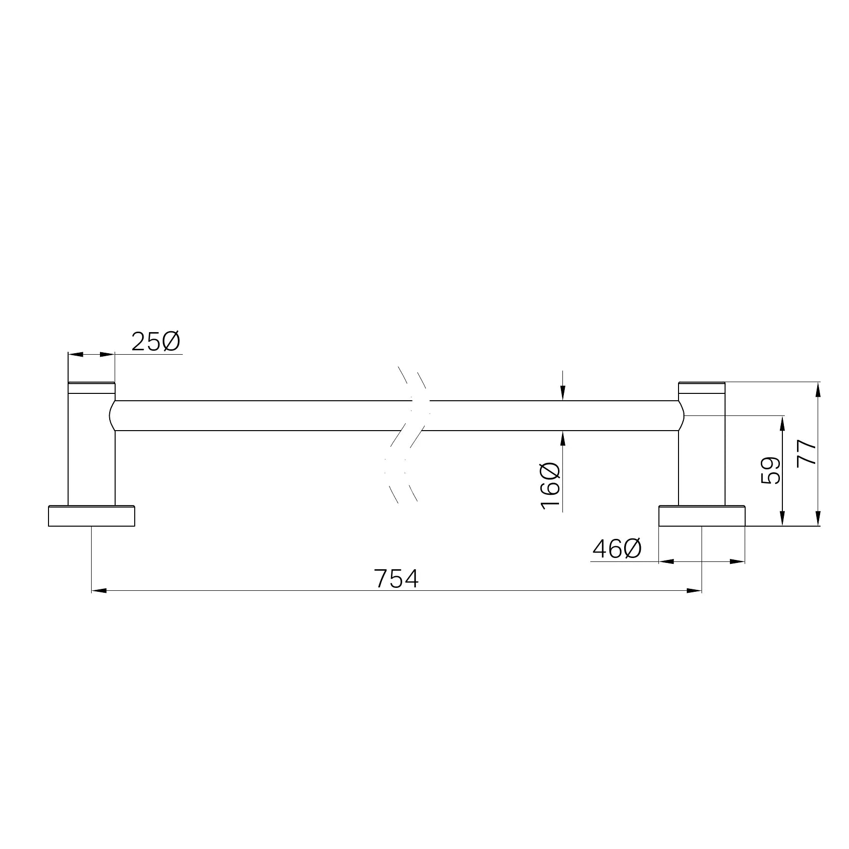 Dolce II Single Towel Rail 800mm