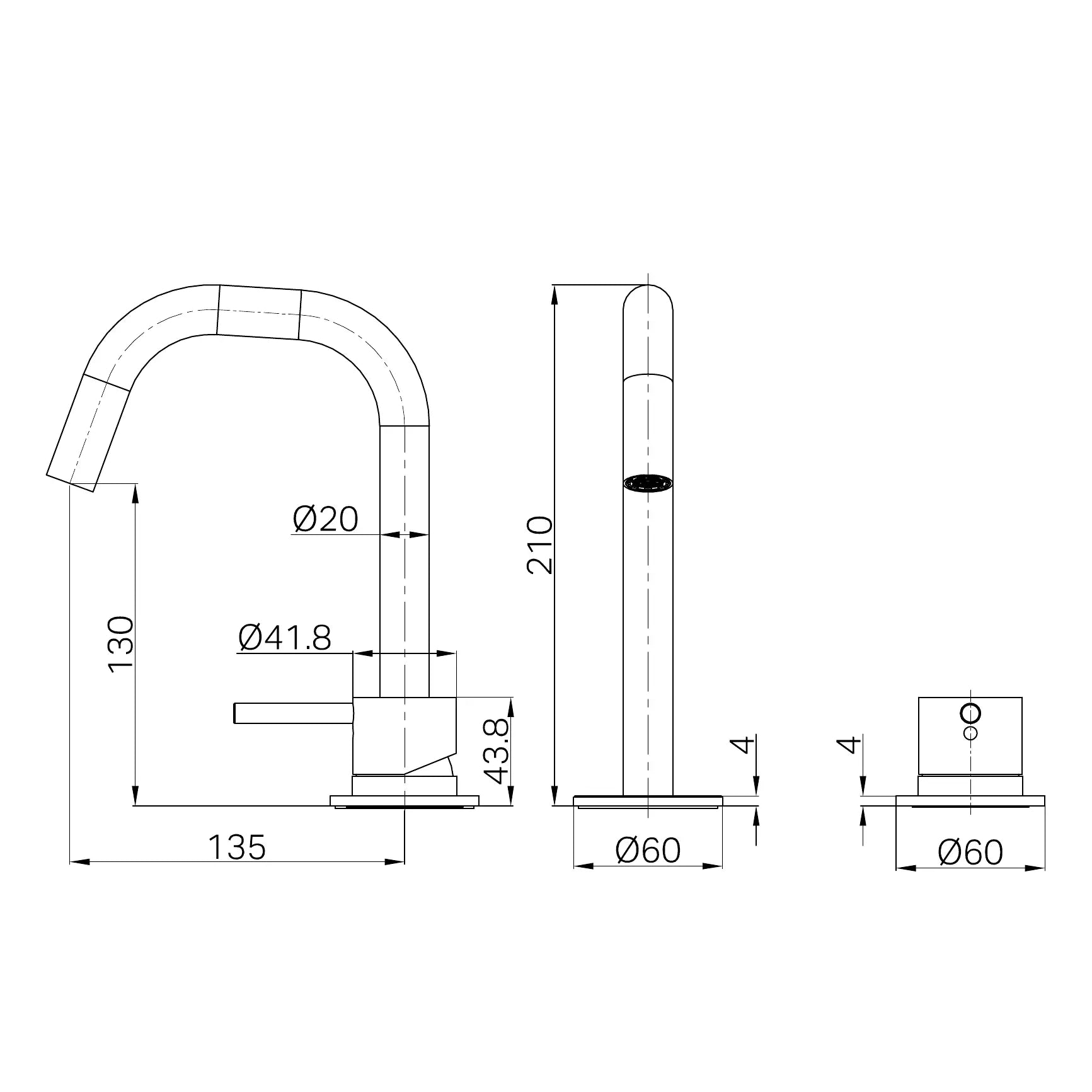 Mecca Hob Basin Mixer Set Edge Spout