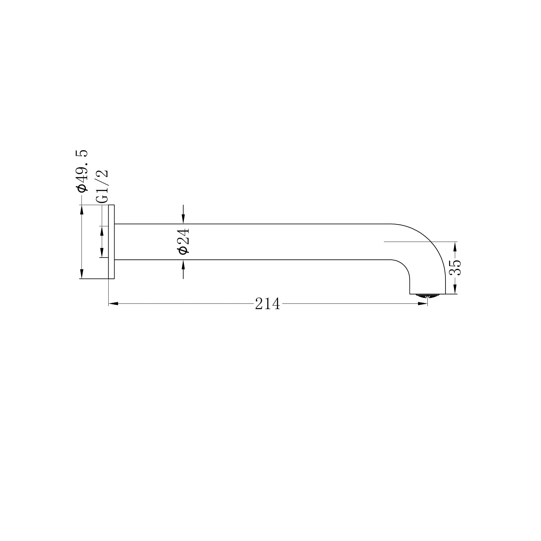 Mecca Basin/Bath Spout Only 215mm
