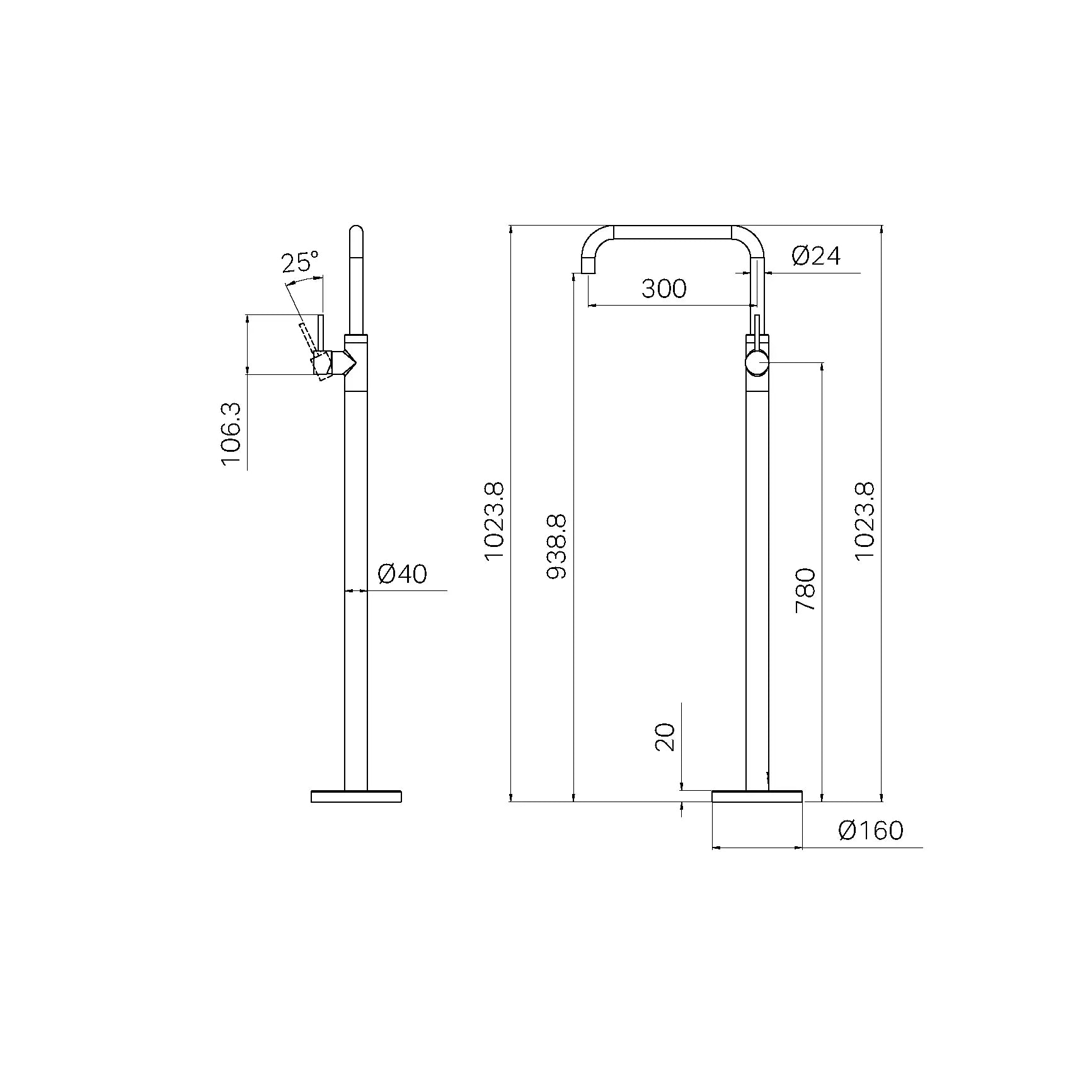 Mecca Freestanding Bath Mixer Square Shape